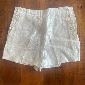 Elizabeth and James Cream Buttoned High Waist Shorts